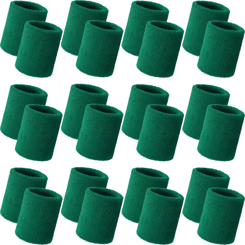 Bememo 24 Pcs Wrist Sweatbands Bulk Sports Wrist Bands for Men Women Breathable Athletic Tennis Wristbands Stretchy Absorbent Cotton Terry for Basketball, Baseball, Gym, Working Out - Image 1